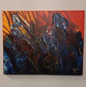 Vintage Oil Painting on Canvas by Carole Andrews Movement #1 Signed 11" x 14"